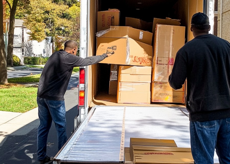 Furniture being moved by professional crew