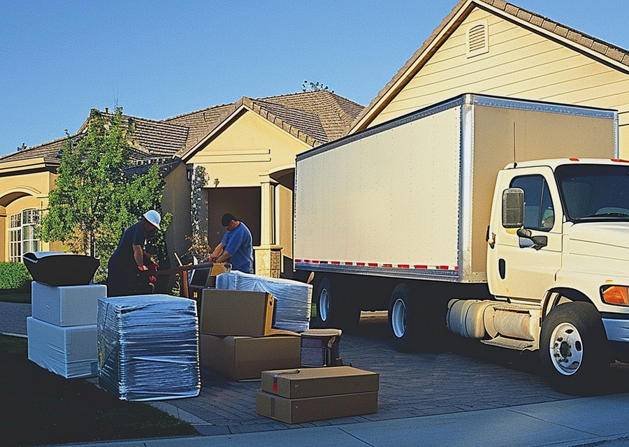 Furniture being moved by professional crew
