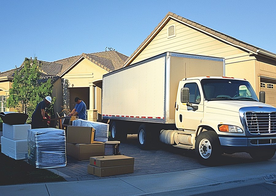 Furniture being moved by professional crew
