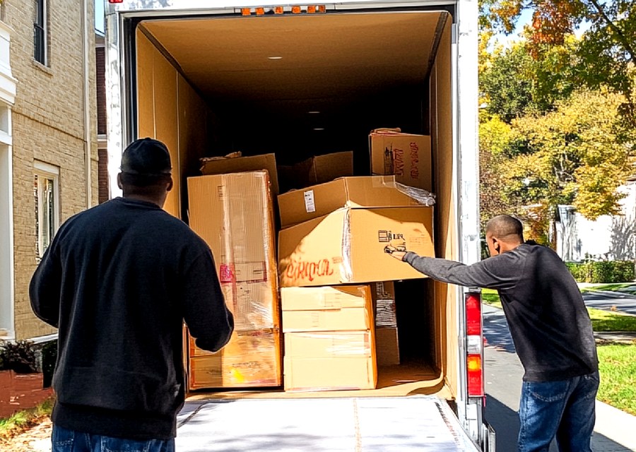 Furniture being moved by professional crew