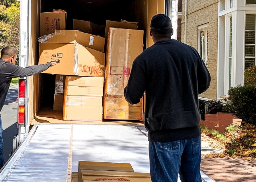 Furniture being moved by professional crew