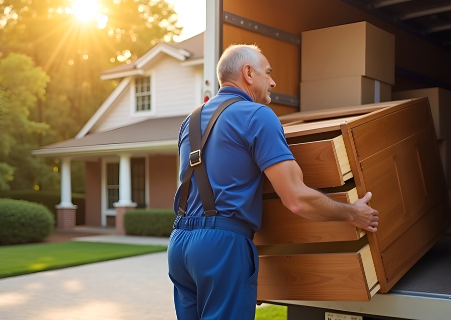 Furniture being moved by professional crew