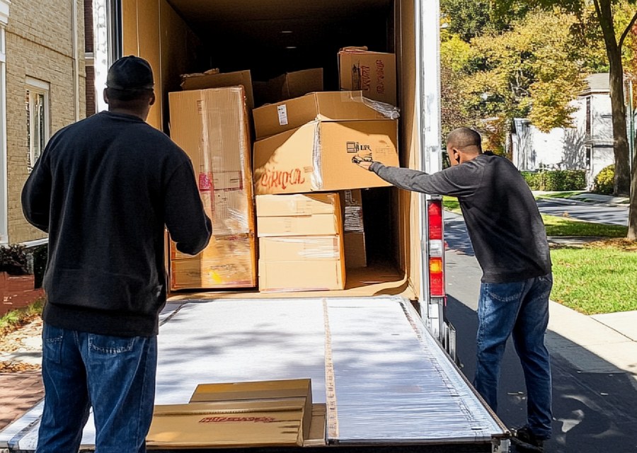 Furniture being moved by professional crew