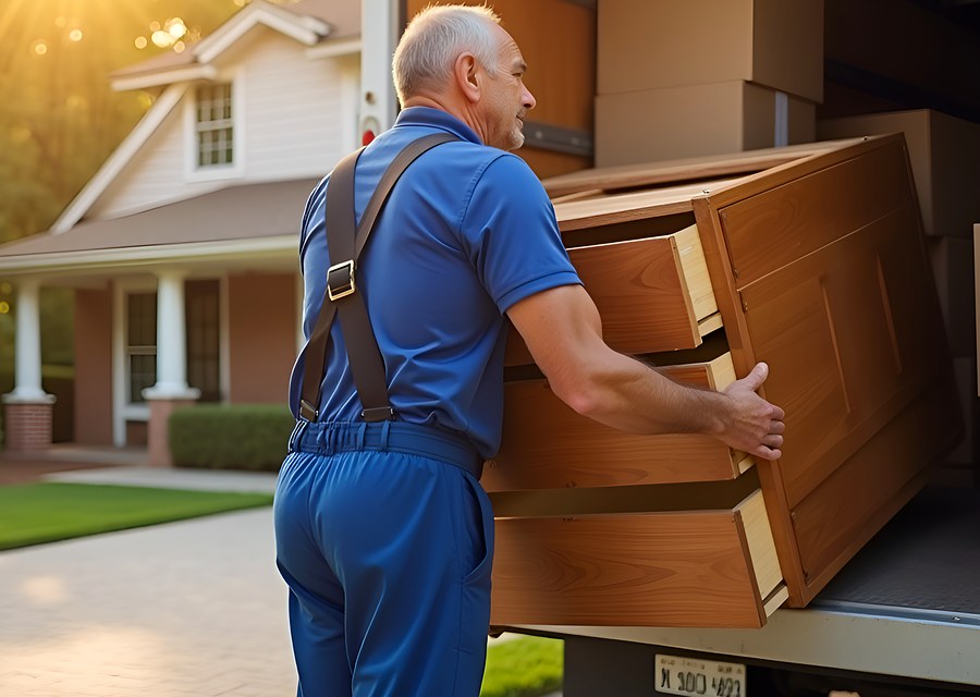 Furniture being moved by professional crew