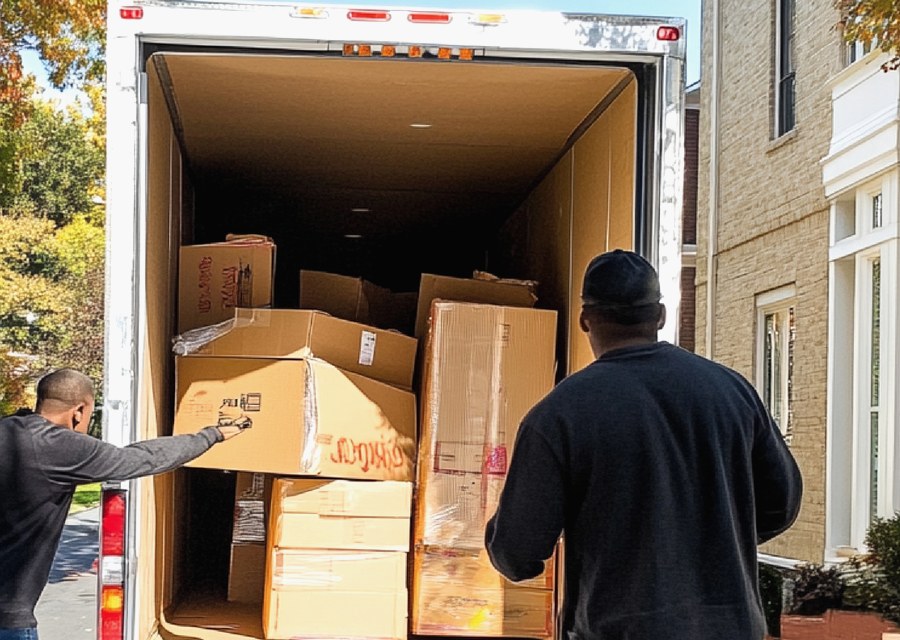 Furniture being moved by professional crew